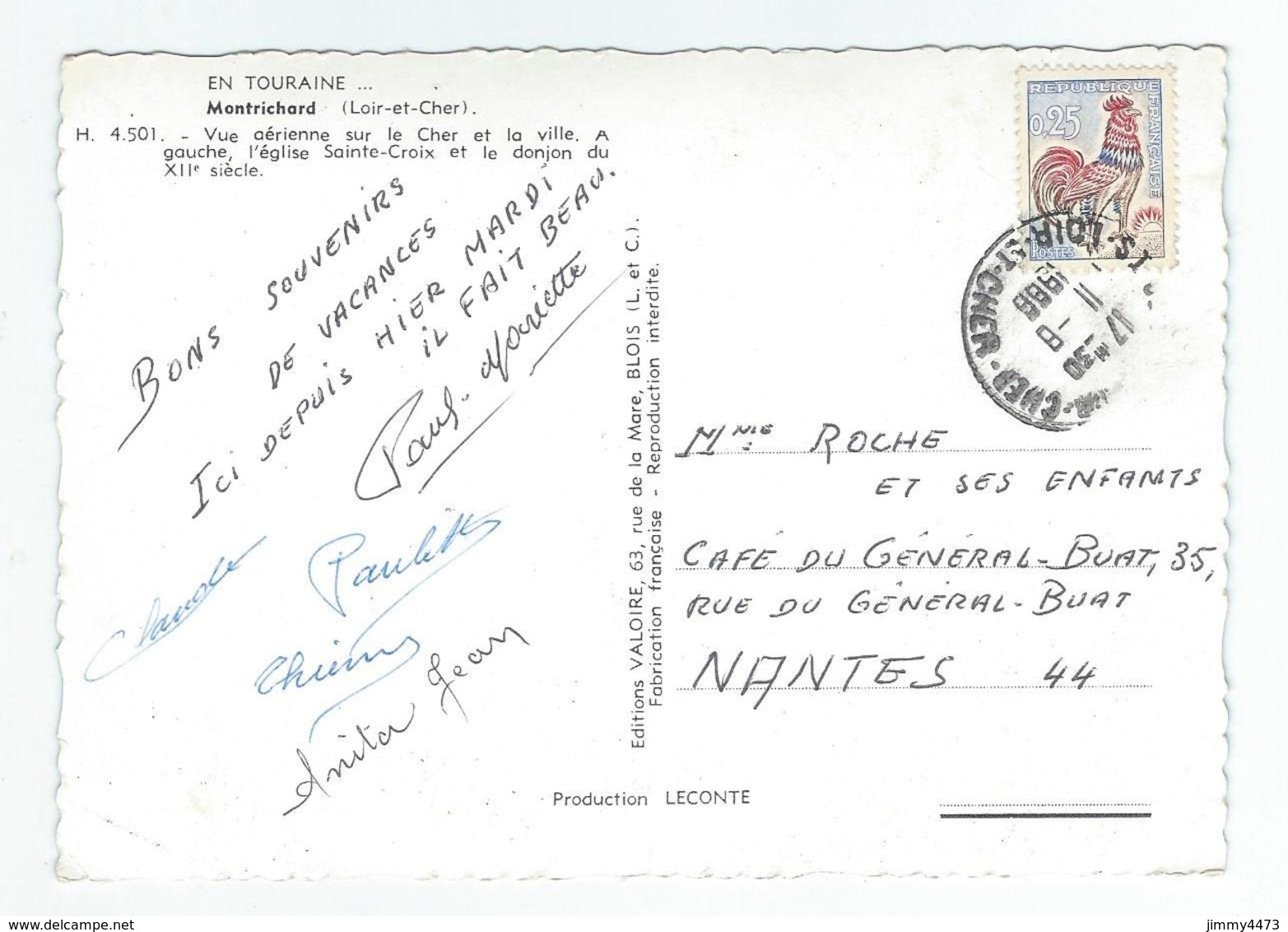 CPM Dentelées - Vue Aérienne Sur La Ville En 1966 - MONTRICHARD 41 Loir Et Cher - Edit. VALOIRE N°4501 Scans Recto-Verso - Montrichard