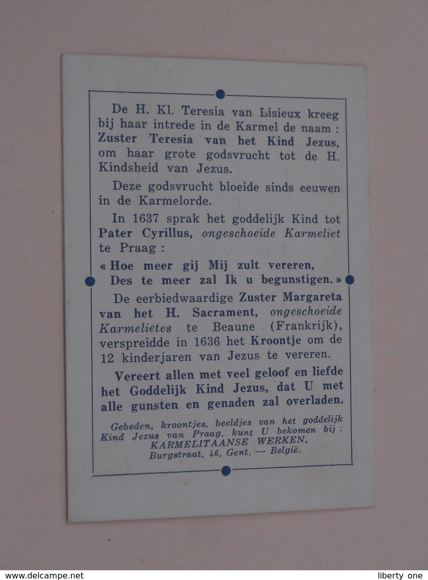 GODDELIJK KIND JEZUS Van PRAAG 1960 ( Karmelitaanse Werken Gent België ) ! - Petit Format : 1941-60