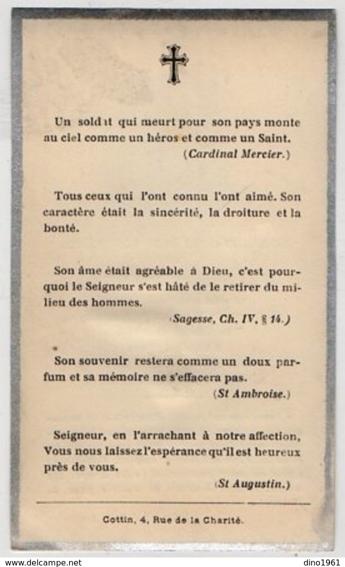 VP14.609 - MILITARIA - Faire - Part De Décès - Frédéric VASSAL Caporal Au 46 ème Rgt D'Infanterie Mort à BOUCHAVESNES - Décès