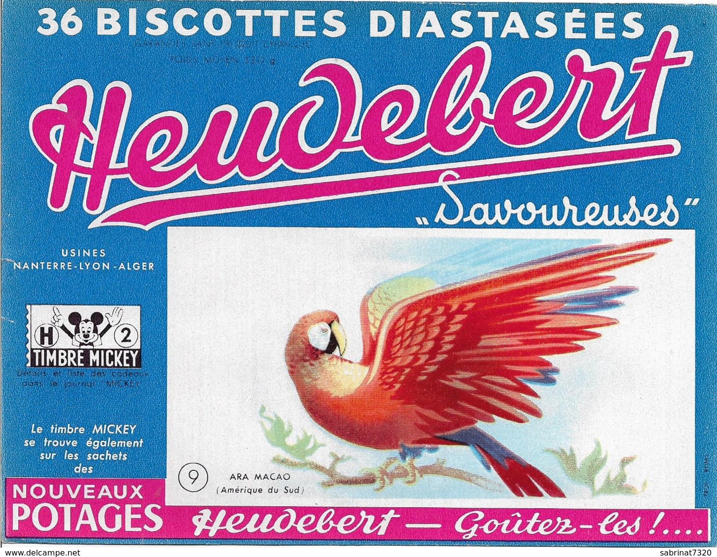 BUVARD 36 Biscottes Diastasées HEUDEBERT "Savoureuses" ARA MACAO (Amérique Du Sud) - Potages & Sauces