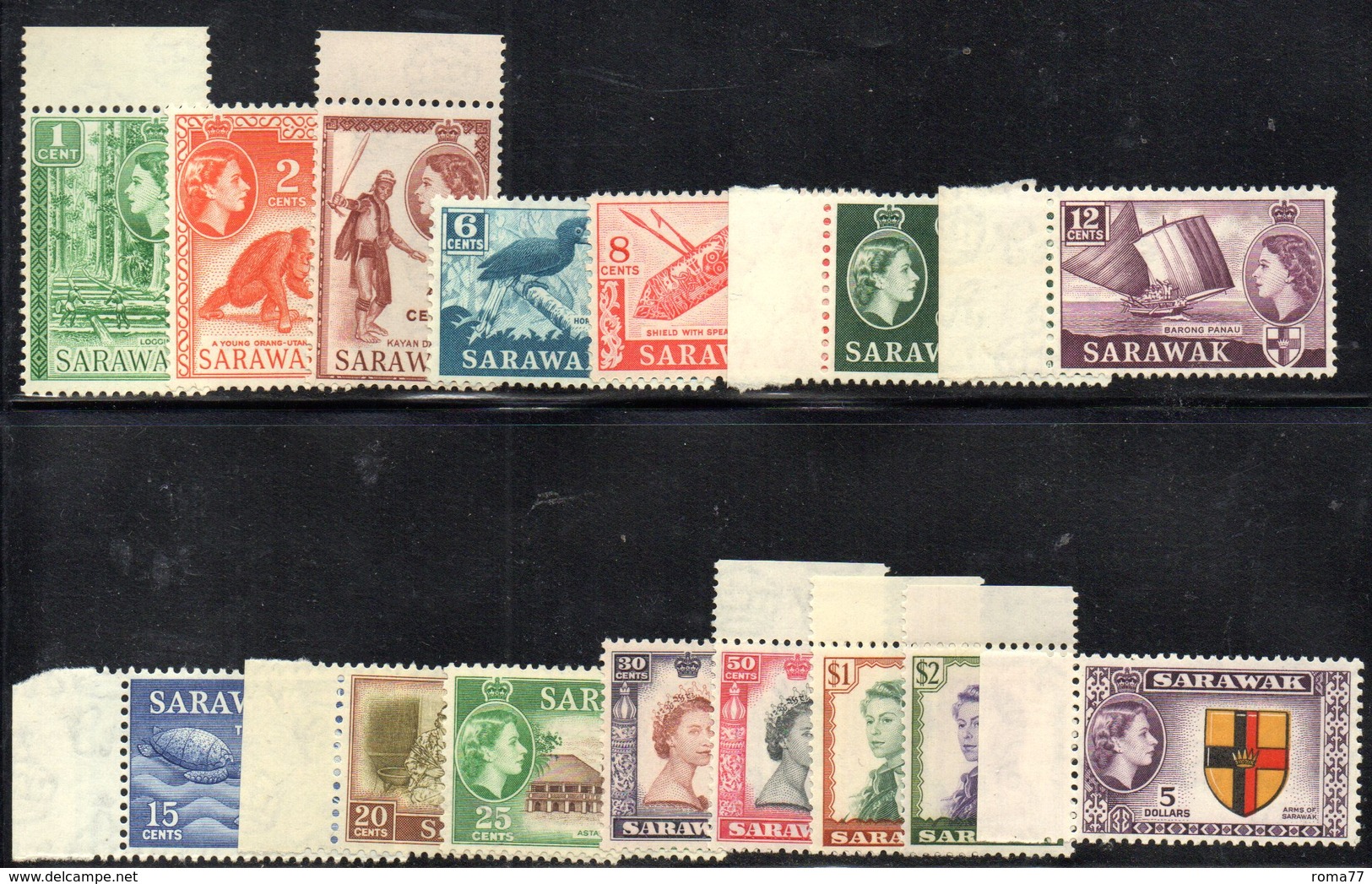 CI1090B - SARAWAK MALAYSIA 1955, Ordinaria 15 Valori Yvert 189/203 SG 188-202 Integra  *** SPLENDIDA - Sarawak (...-1963)