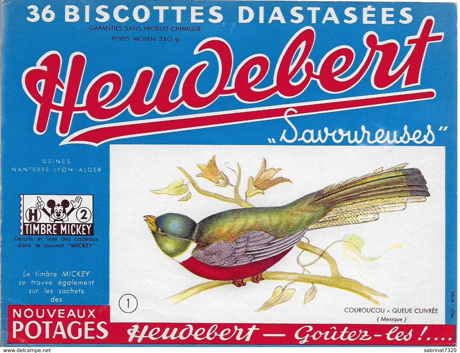 BUVARD 36 Biscottes Diastasées HEUDEBERT "Savoureuses" COUROUCOU A QUEUE CUIVREE (Mexique) - Potages & Sauces