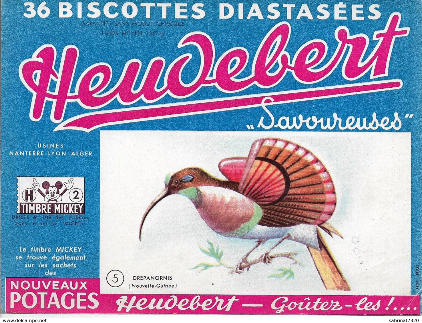 BUVARD 36 Biscottes Diastasées HEUDEBERT "Savoureuses" DREPANORNIS (Nouvelle-Guinée) - Potages & Sauces