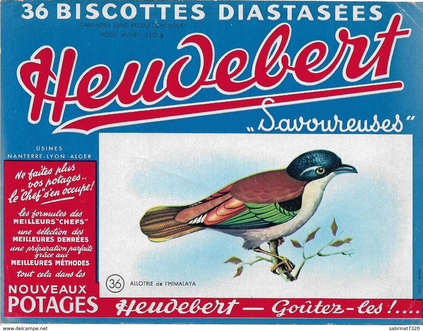 BUVARD 36 Biscottes Diastasées HEUDEBERT "Savoureuses" ALLOTRIE De L'HIMALAYA - Potages & Sauces