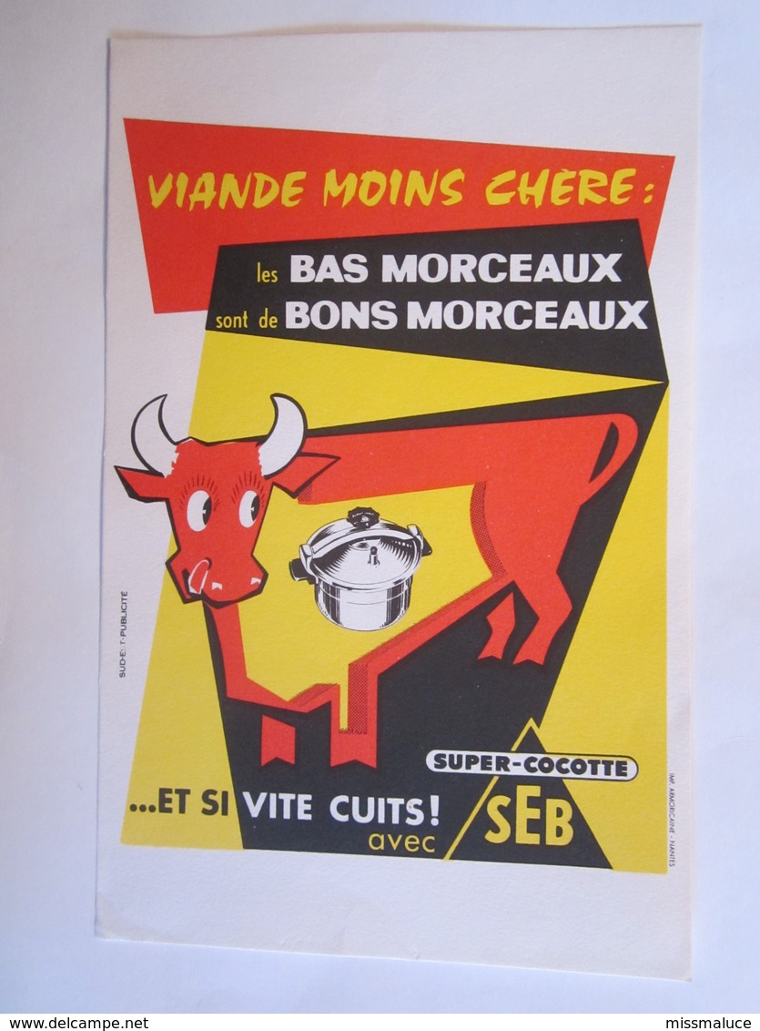 Publicité Buvard Buvards Super Cocotte SEB Vache - Produits Ménagers