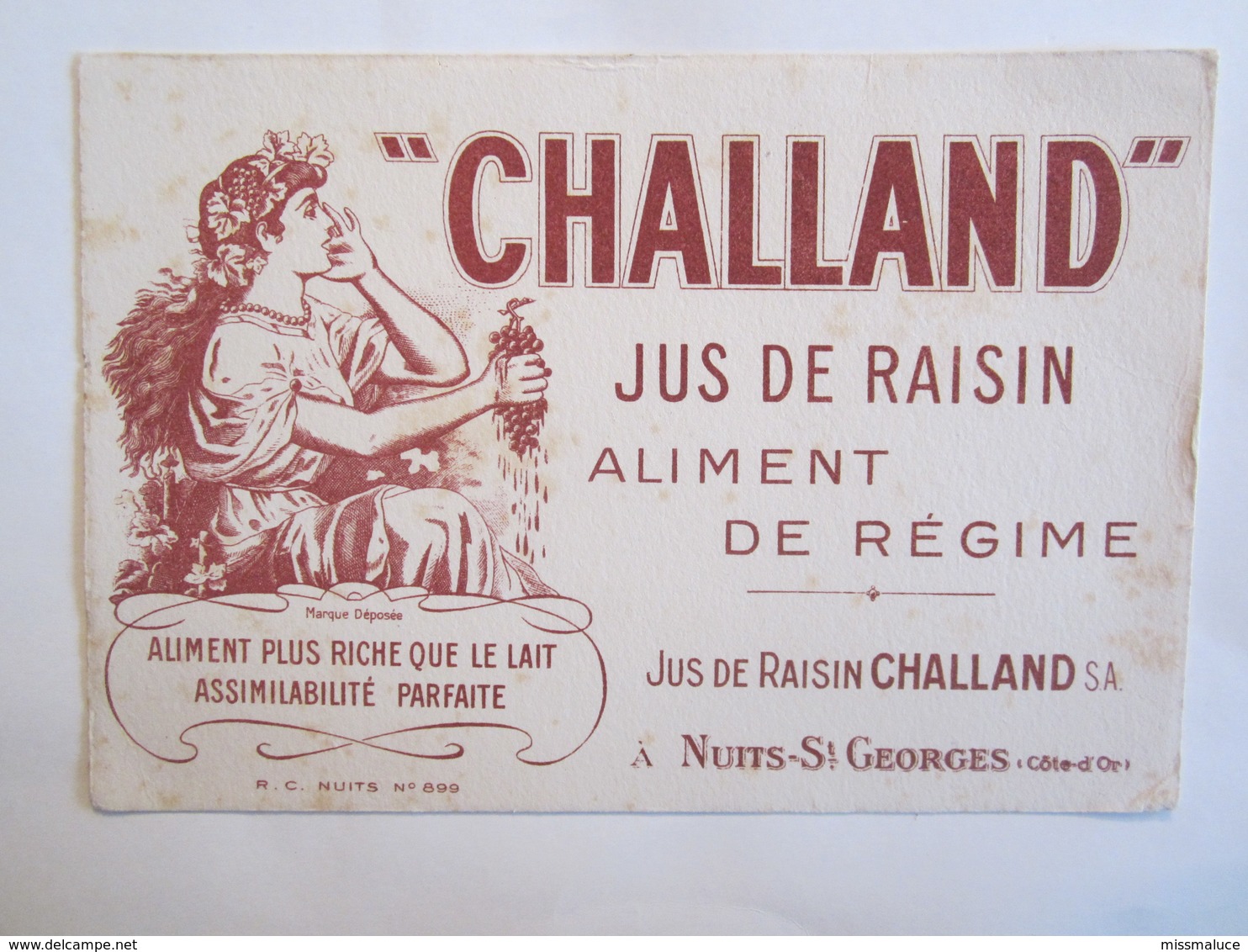 Publicité Buvard Buvards Chailland Jus De Raisin Nuits Saint Georges - Alimentaire