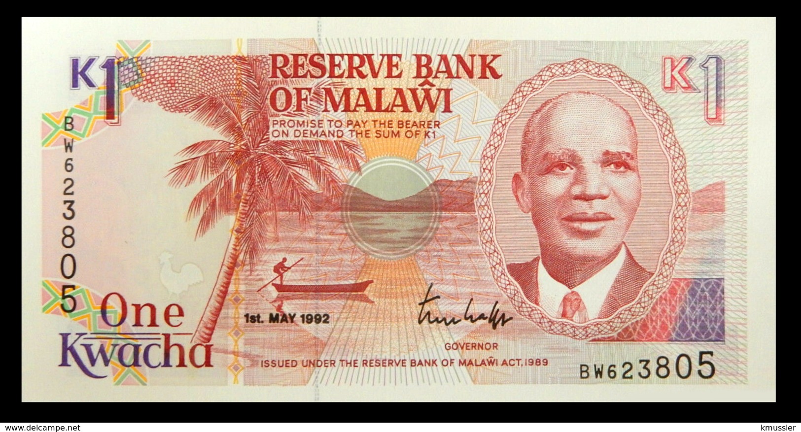 # # # Banknote Malawi 1 Kwacha 1992 UNC # # # - Malawi
