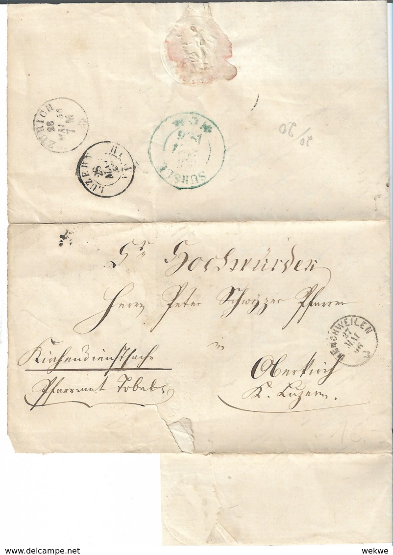 CH009 / Schweiz, Sursee 1856 Nach Oberkirch - Storia Postale