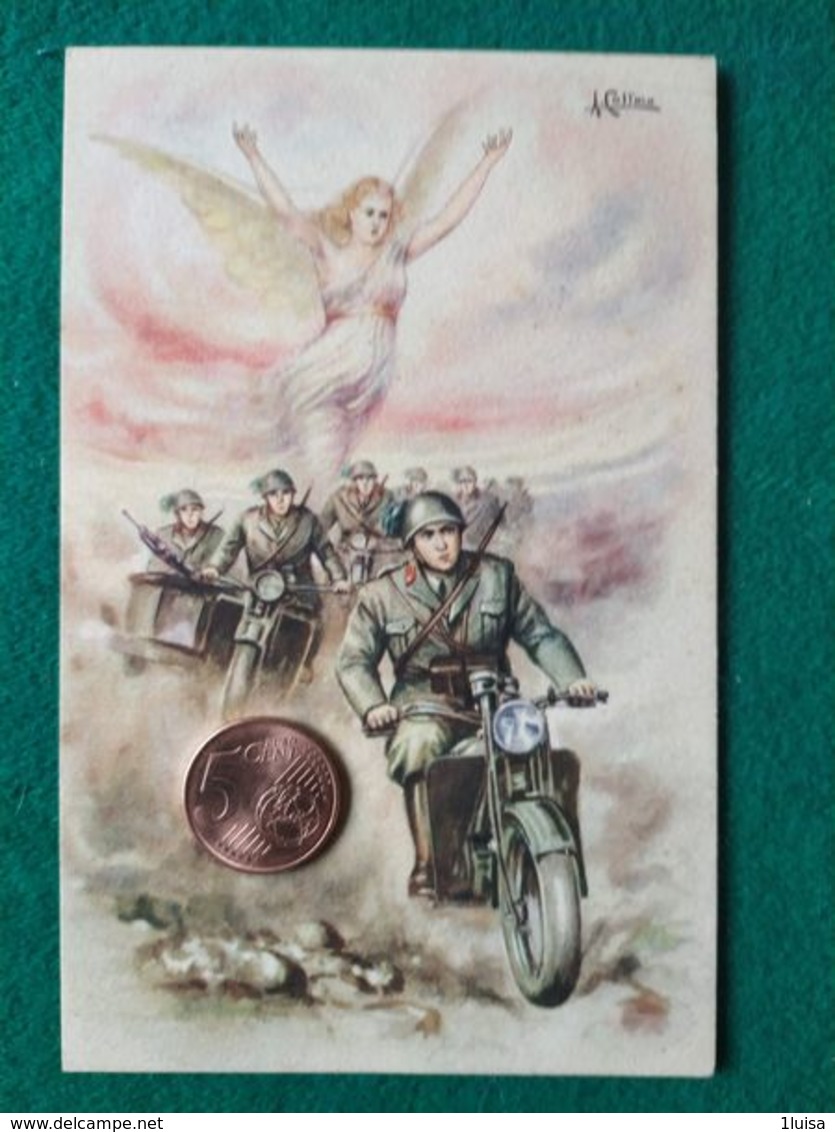 FASCISMO Bersaglieri In Motocicletta Disegnatore A. Collina - Guerra 1939-45