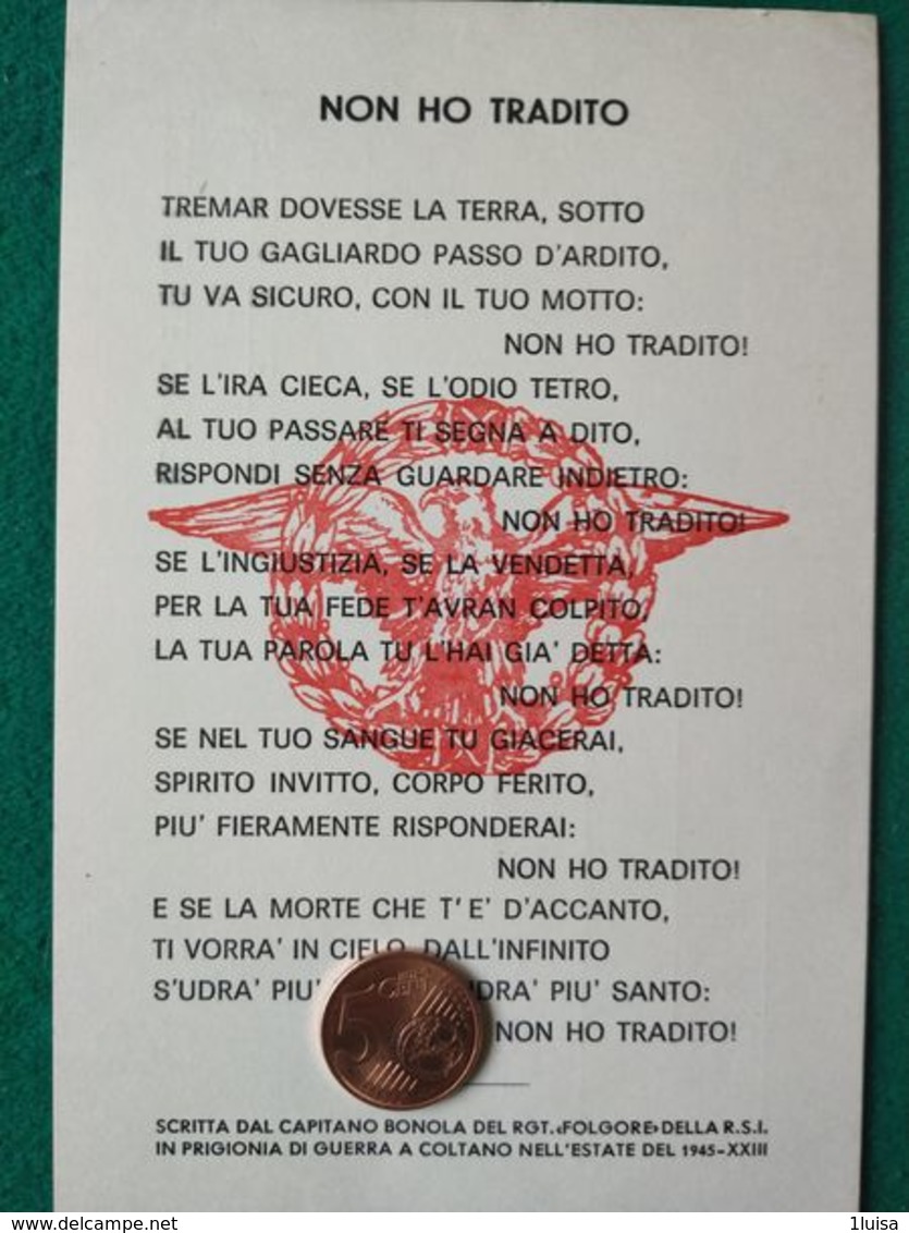 FASCISMO Unione Nazionale Combattenti Repubblics Sociale Fed. Di Roma - Guerra 1939-45