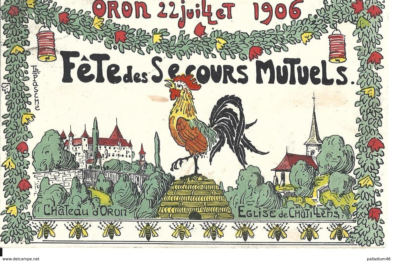 VAUD ORON - Eglise De Chatillens - Château D'Oron - Fête Des Secours Mutuels Ruche - Le 22 Juillet 1906 - Châtillens