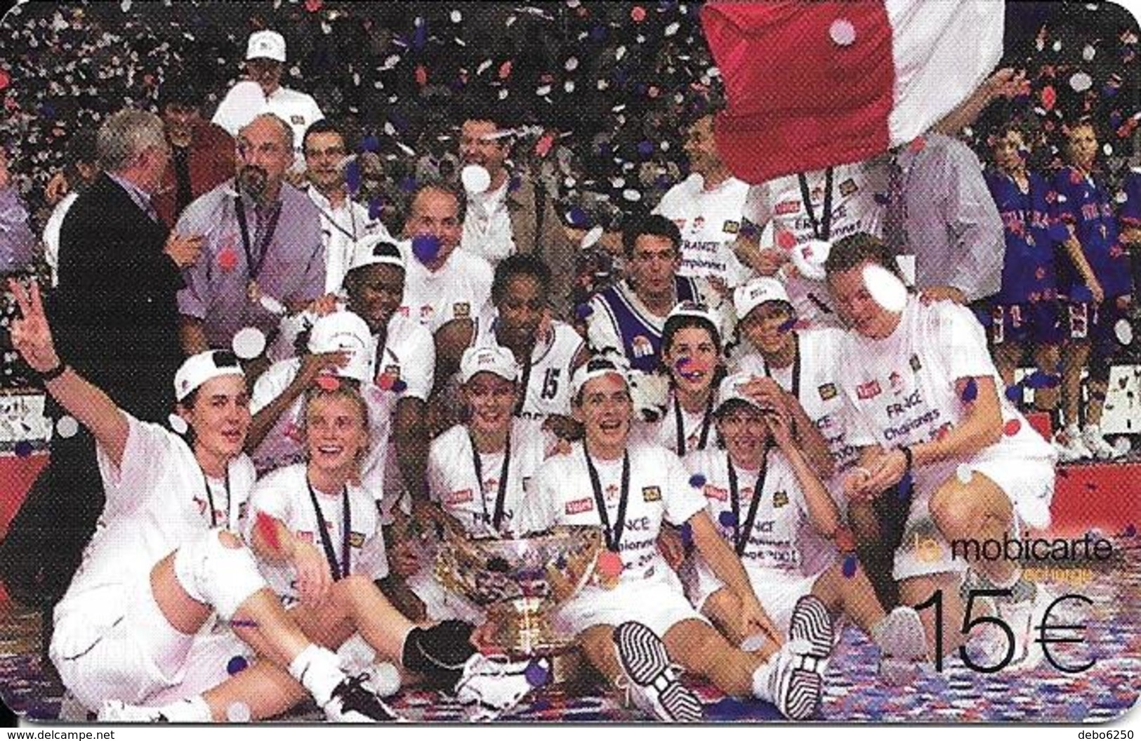 Carte Prépayée Mobicarte Filles En Or Championnes D'Europe De Basket 2001 - Mobicartes (GSM/SIM)