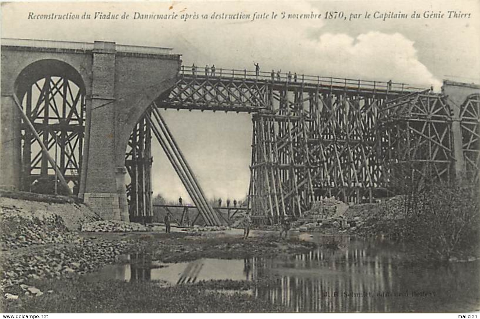 -dpts Div.-ref-AG511- Haut Rhin - Dannemarie -  Reconstruction Viaduc Detruit En 1870 - Verso Marcophilie Secrion N°29 - - Dannemarie