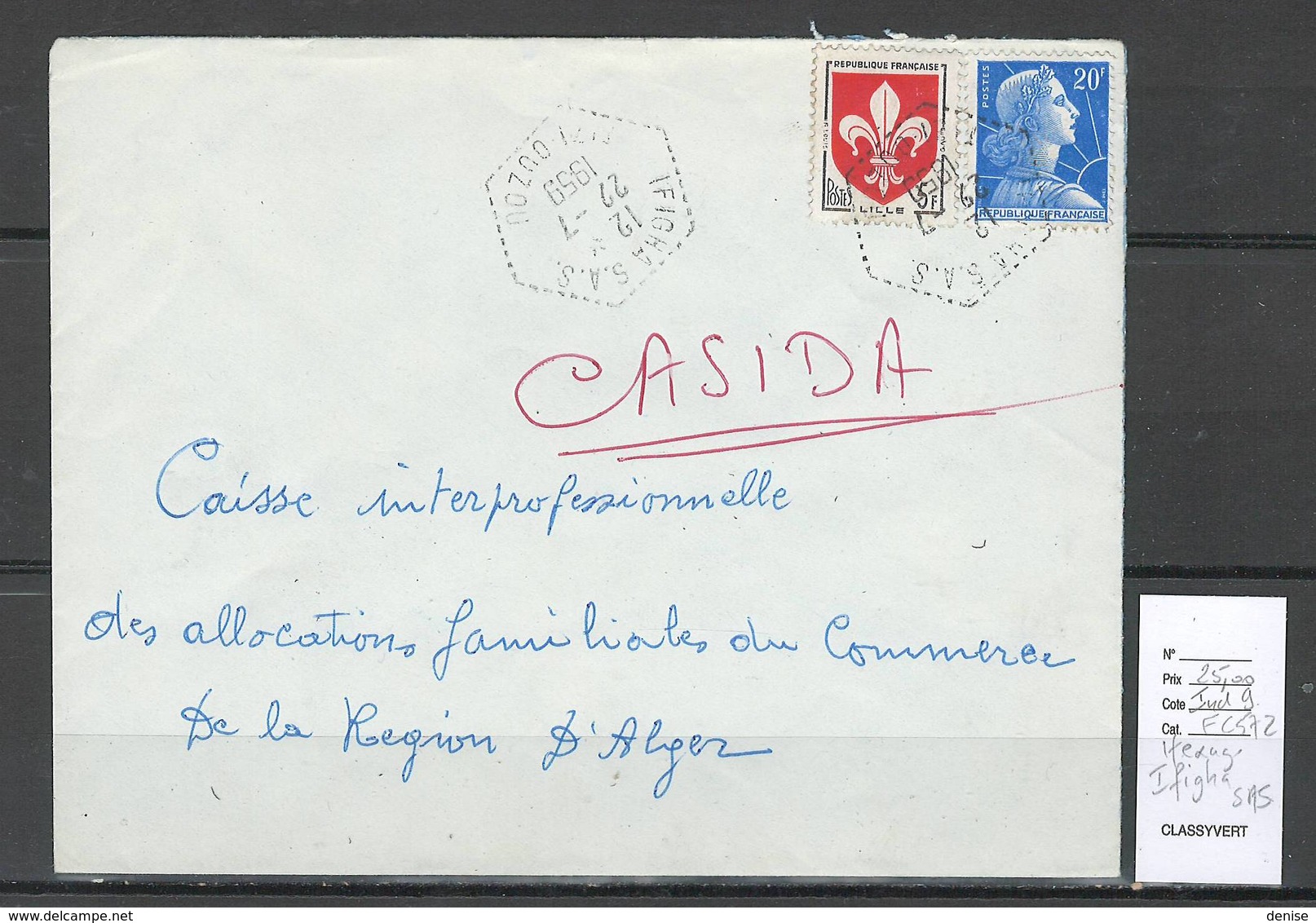 Algerie - Lettre  - Cachet Hexagonal IFIGHA SAS -  Marcophilie - Lettres & Documents