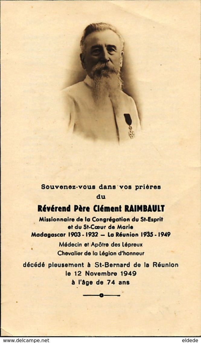 St Bernard Avis Deces Père Clement Raimbault Né Henrichemont Cher . Leproserie. Leper Colony . Lèpre. Lépreux - Autres & Non Classés