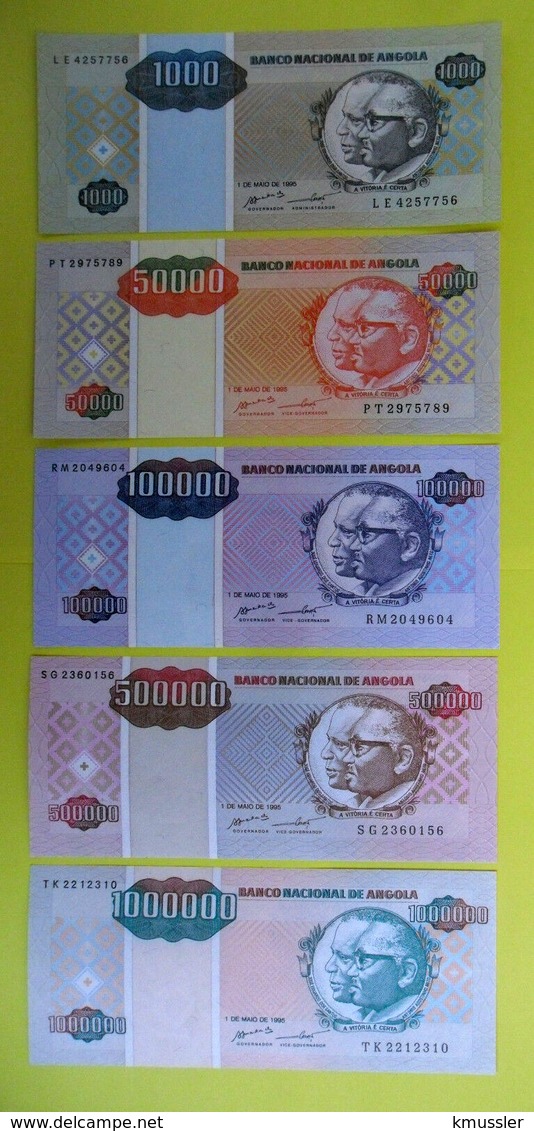 # # # Angola 1.000 Bis 1.000.000 Kwanzas Reajustados (5 Werte), Alle Vom 1.5.1995. # # # - Angola