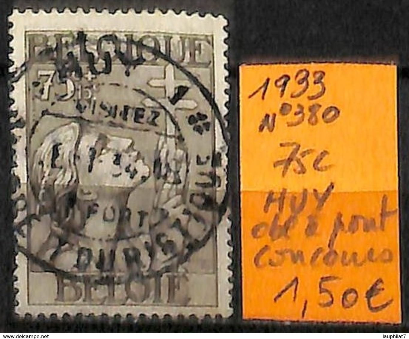 [831507]Belgique 1933 - N° 380, 75c, HUY, Obl à Pont, Concours - Oblitérés