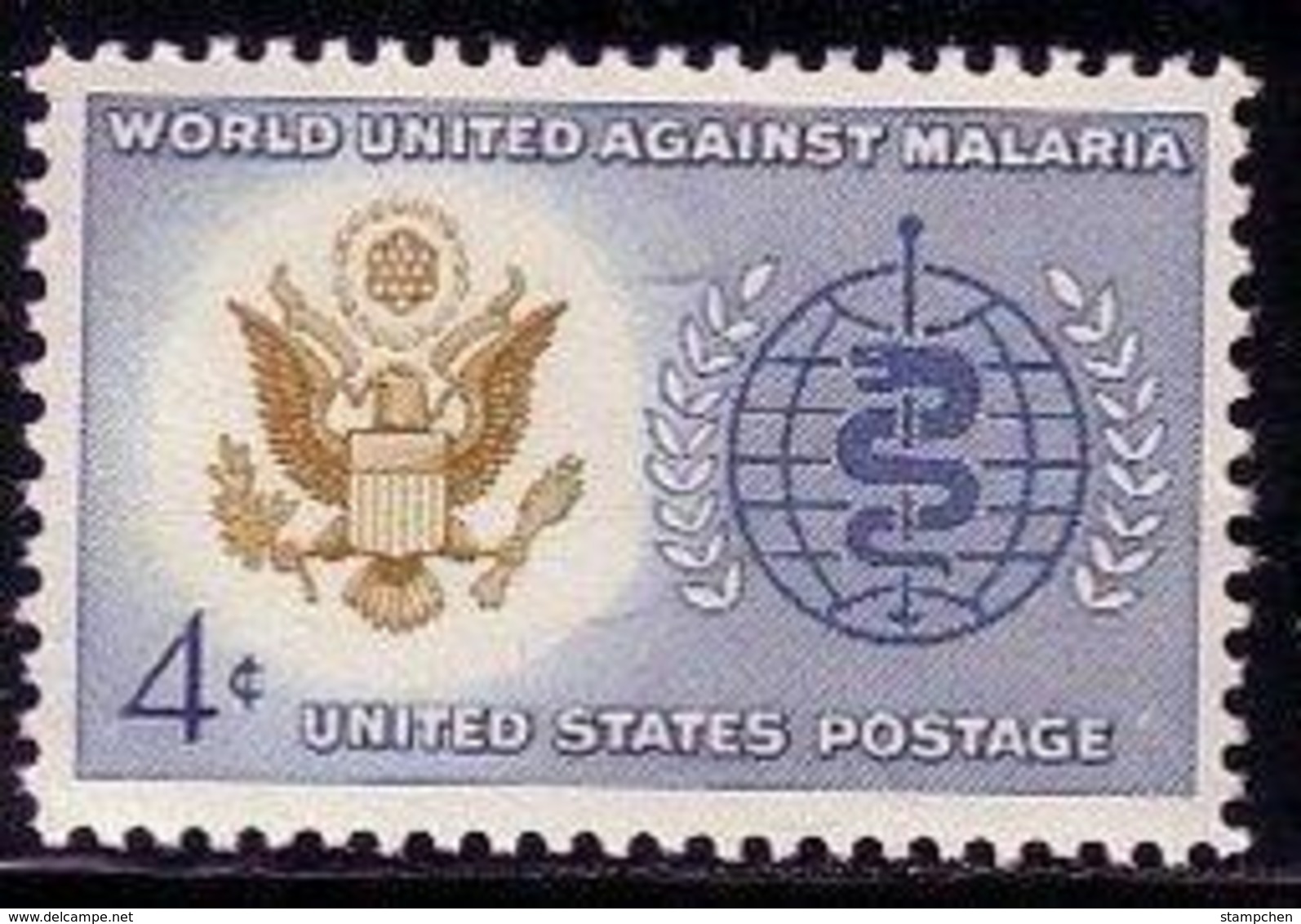1962 USA World United Against Malaria Stamp Sc#1194 Health Eagle Snake WHO Seal Medicine - Other & Unclassified