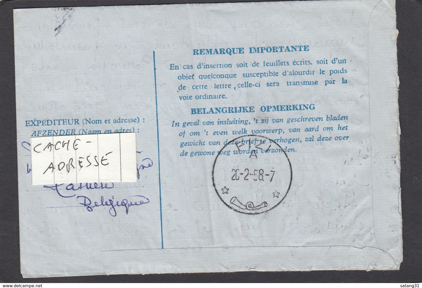 AEROGRAMME DE HASTIERE-LAVAUX POUR LE CONGO BELGE. - Other & Unclassified