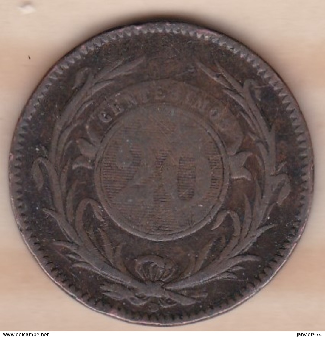 Uruguay 20 Centesimos 1857 D Lyon, En Cuivre , KM# 9 - Uruguay