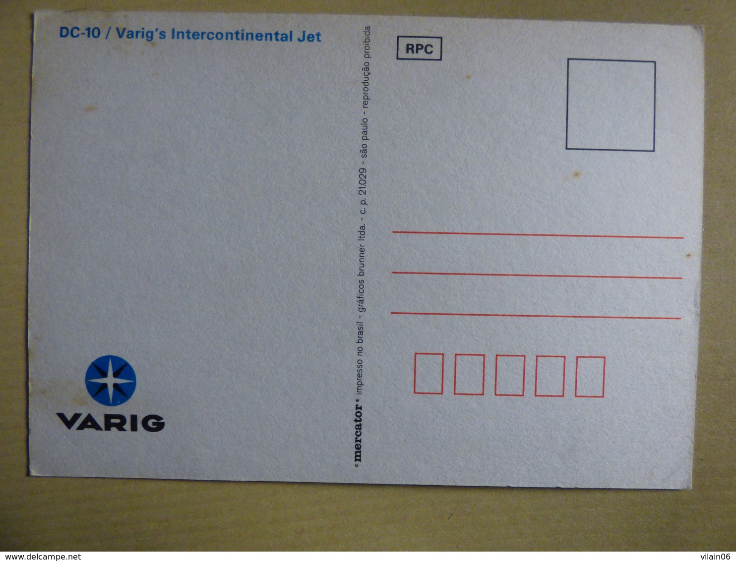 VARIG     DC 10   PP VMB   AIRLINE ISSUE / CARTE COMPAGNIE - 1946-....: Ere Moderne