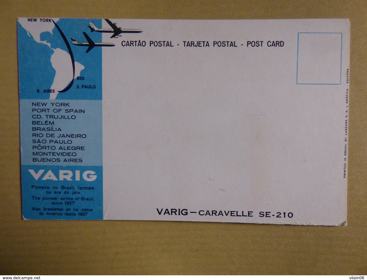 VARIG     CARAVELLE    AIRLINE ISSUE / CARTE COMPAGNIE - 1946-....: Ere Moderne