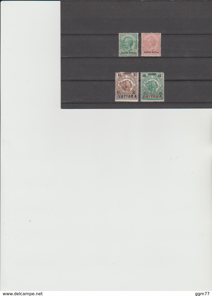 N° 3-4-54-55 = 4 TIMBRES ERYTHREE NEUFS* DE 1893 & 1922  Cote : 160 € - Erythrée