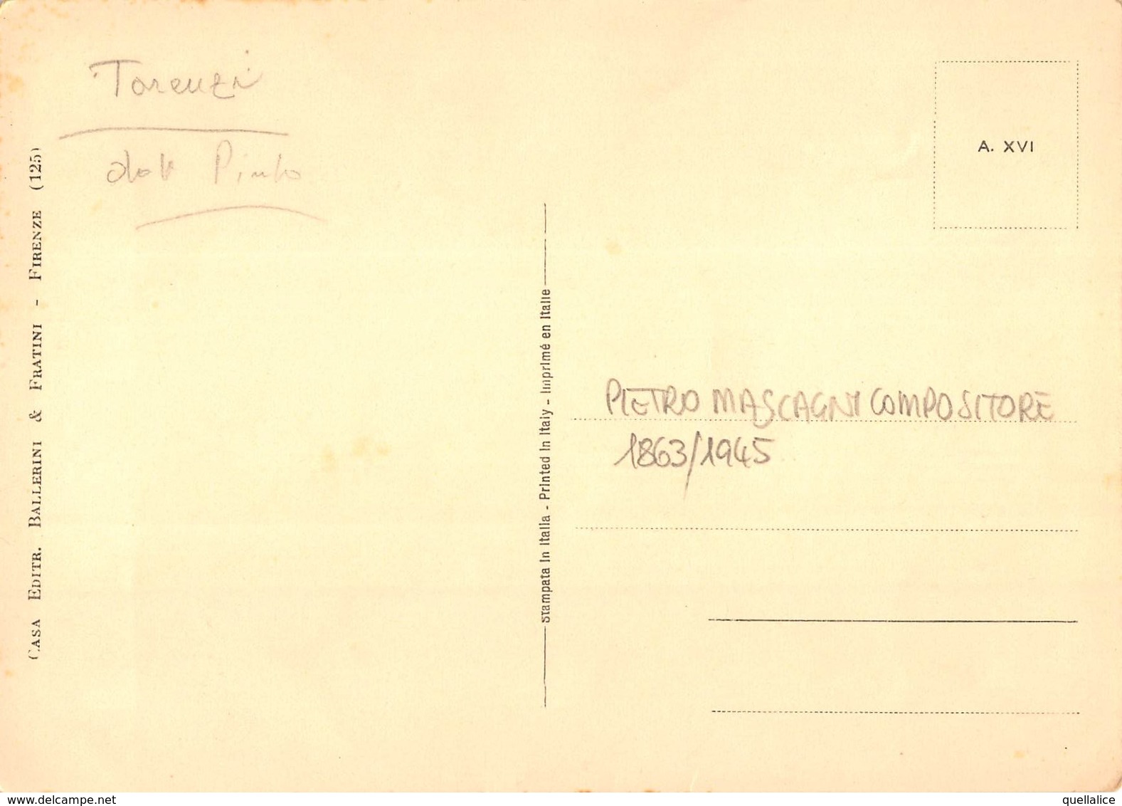 0935 "PIETRO MASCAGNI - COMPOSITORE - 1863/1945" AUTOGRAFO. CART. NON SPED - Artistas