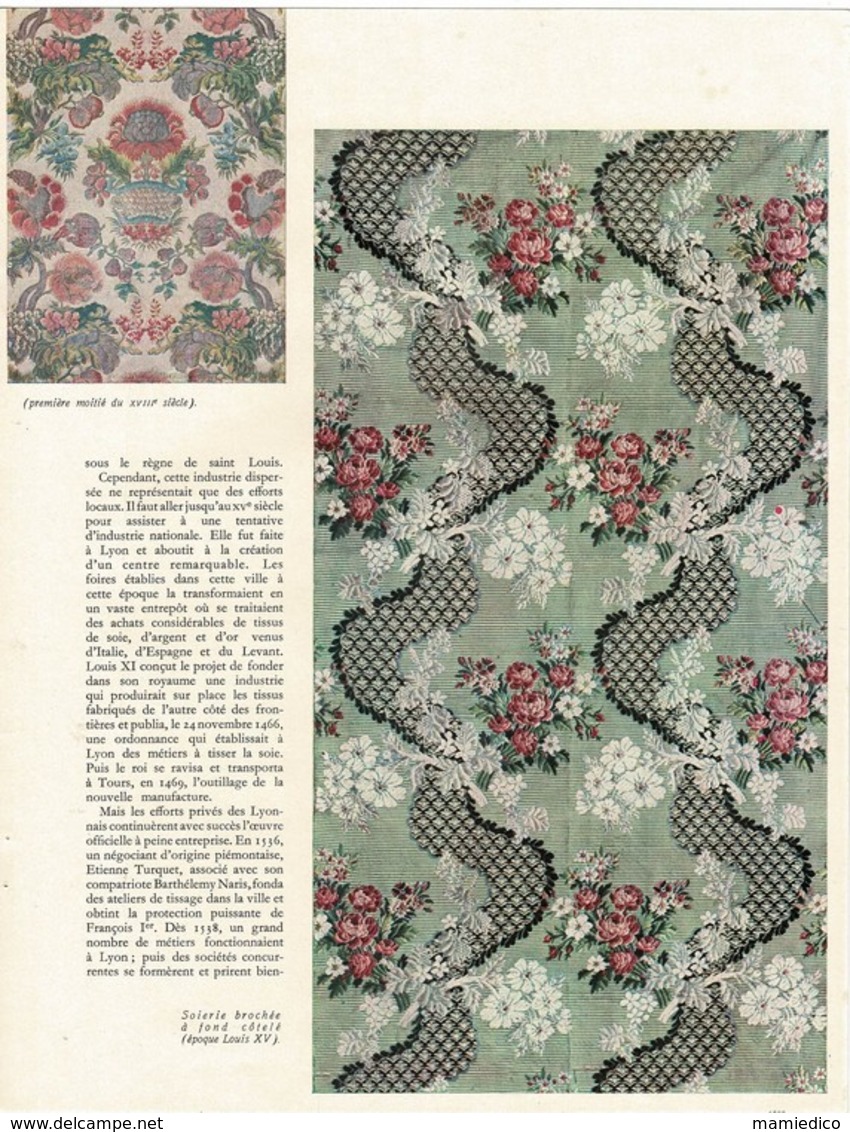 LA SOIERIE FRANCAISE Au Musée Des Tissus à Lyon 8 Pages TTBE 24/32cm - Tapis & Tapisserie