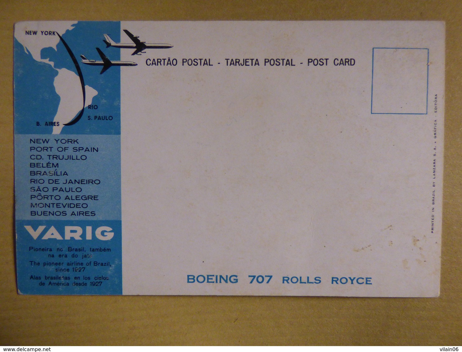 VARIG    B 707 320    AIRLINE ISSUE / CARTE COMPAGNIE - 1946-....: Ere Moderne