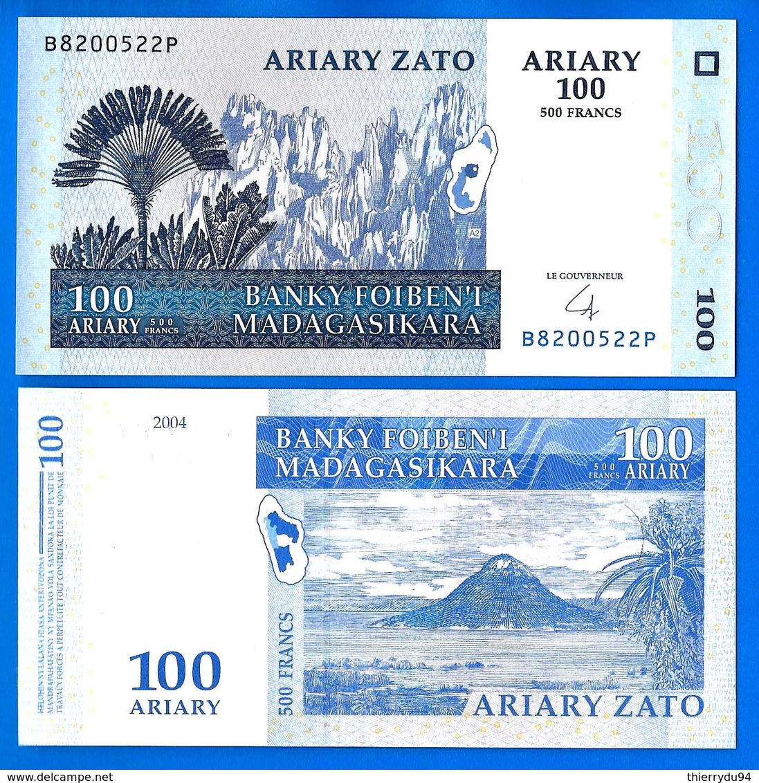 Madagascar 100 Ariary 2004 Neuf UNC 500 Francs Africa Que Prix + Port Billet Paypal Skrill Bitcoin OK - Madagascar