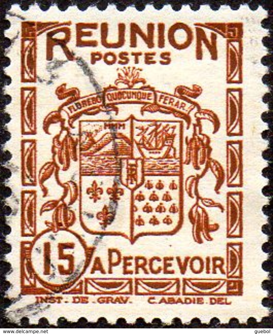 Réunion Obl. N° Taxe 18 - Armoiries De L'Ile Le 15 Cts Brun - Postage Due