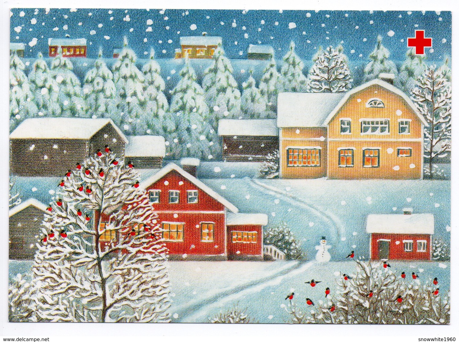 Postal Stationery RED CROSS -  ÅLAND (Finland) - 1994 -  SNOWY VILLAGE - BIRDS -  Postage Paid - Port Payé - Entiers Postaux