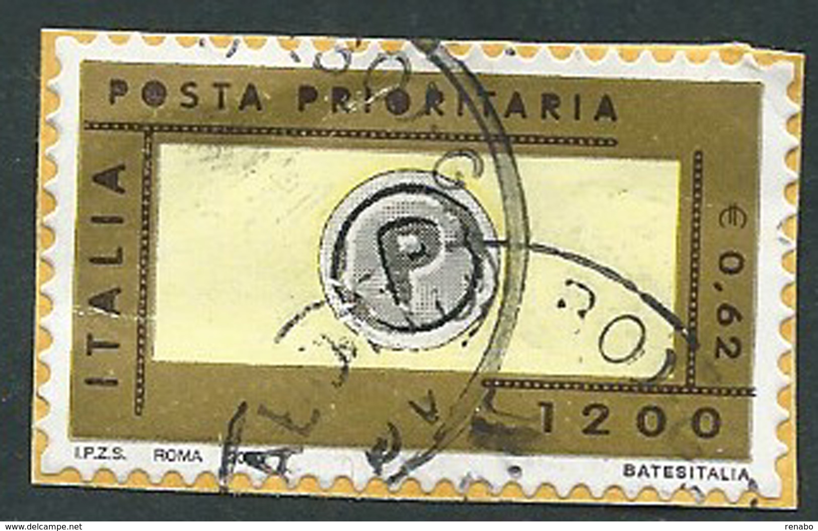 Italia 2000; Posta Prioritaria Lire 1200 = € 0,62 , I.P.Z.S. A Sinistra; Su Spezzone. - 1991-00: Usati