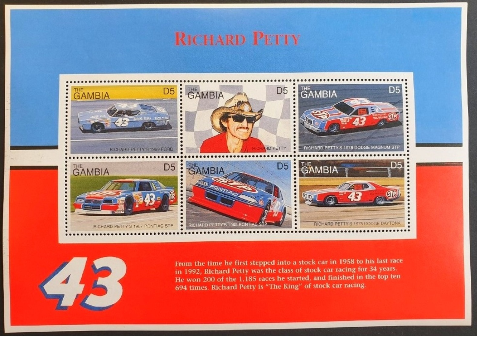 Gambia 1996**Mi.2456-61. Richard Petty. Racing Cars, MNH [5;26] - Auto's