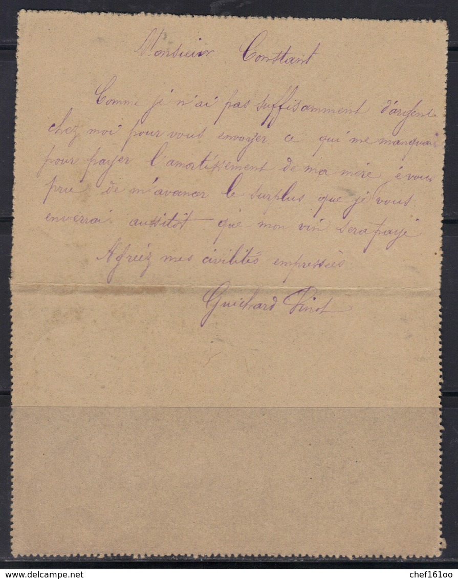 Autricourt (Cote D'Or) : Timbre à Date Des Facteurs-boitiers Sur CL, 1892. - 1877-1920: Période Semi Moderne