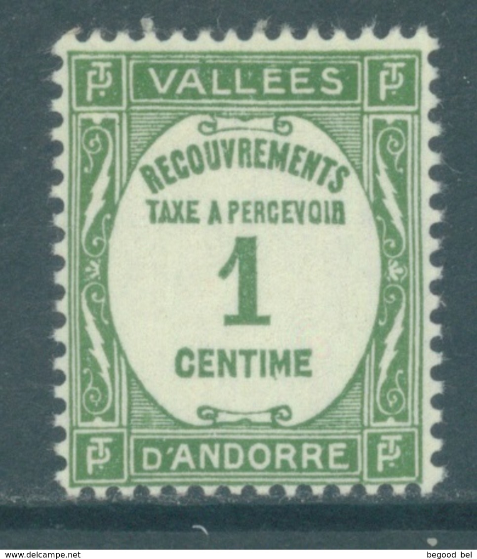 ANDORRE - MNH/** - 1935 - RECOUVREMENT 1 CENT  - Yv TX 16  -  Lot 19138 - Neufs