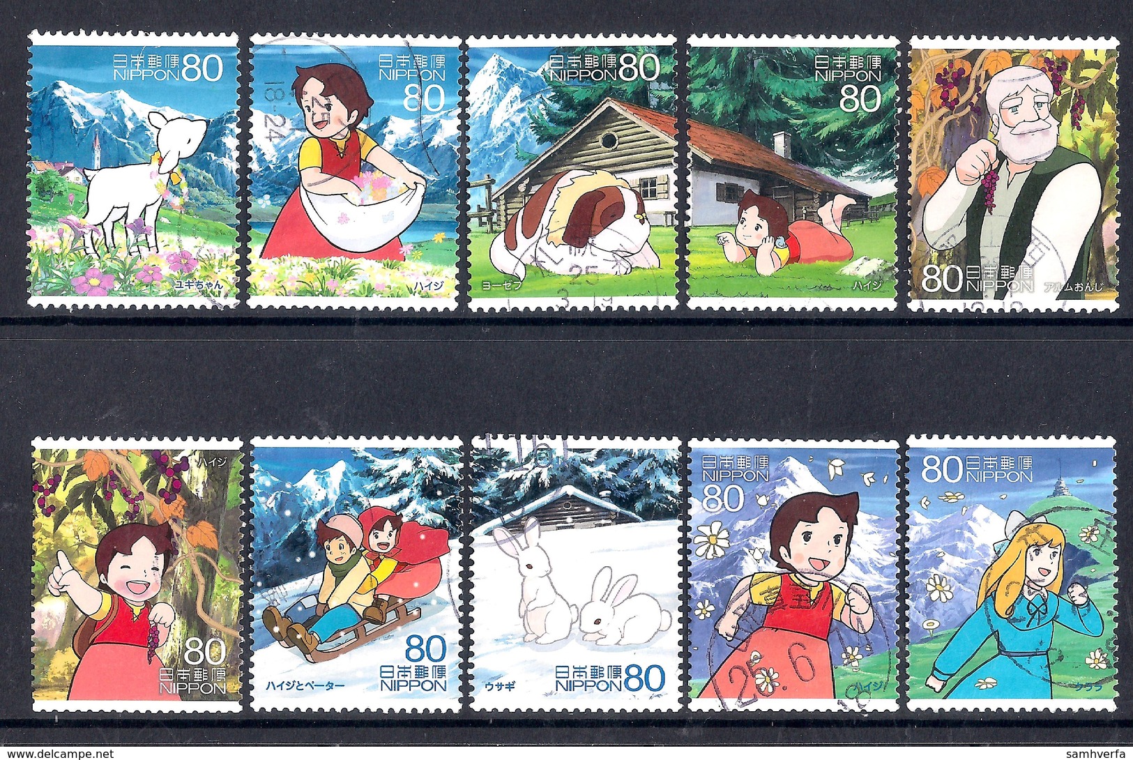 Japan 2013 - Animation Hero And Heroine - Series 19 - Heidi - A Girl Of The Alps 1,5 Million Issued - Usados