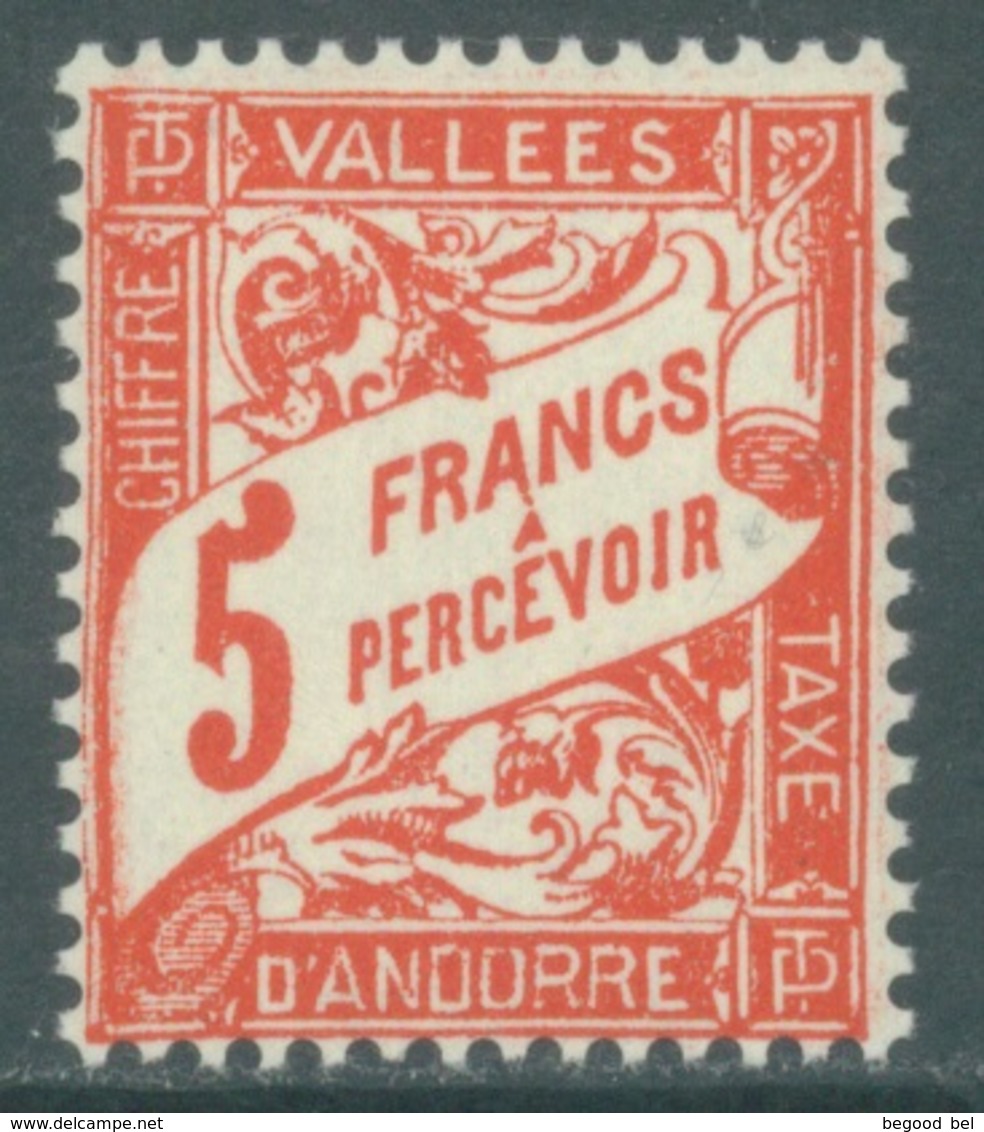 ANDORRE  - 1938-1941 - FOR ME THIS STAMP IS MNH/** BUT I SELL IT AT THE PRICE OF MH/*   - Yv TX 20  -  Lot 19139 - Neufs