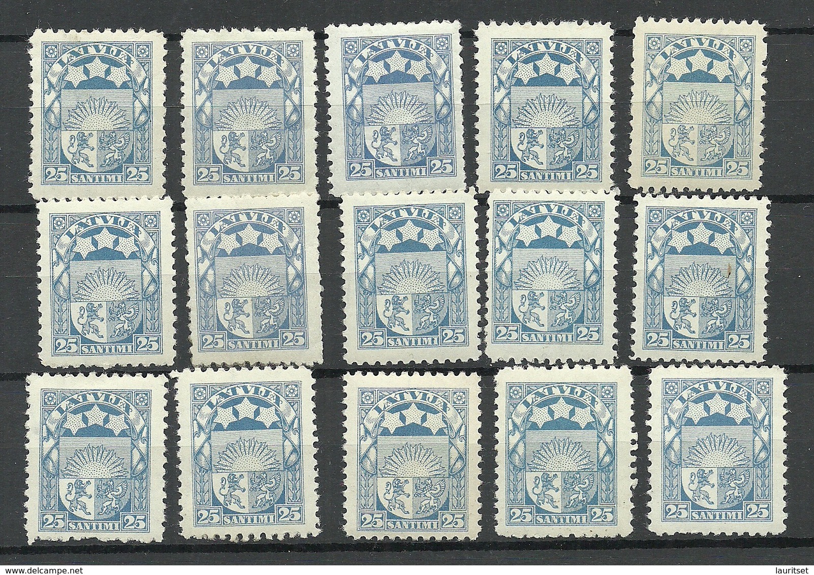 LETTLAND Latvia 1925 Michel 105 Lot Of 15 Stamps* - Lettonie