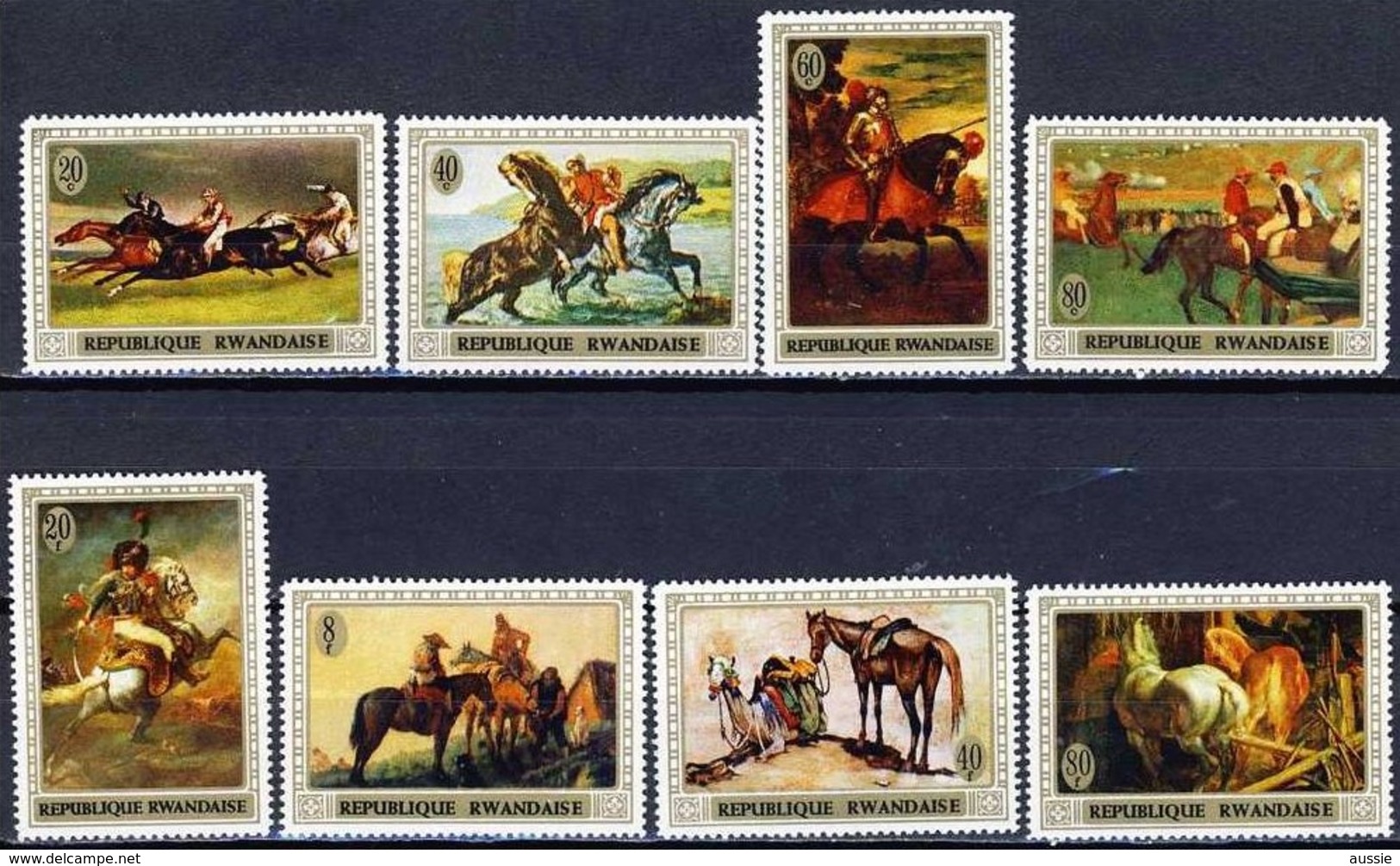 Rwanda Ruanda 1970 OCBn° 338-345 *** MNH Cote 7,00 Euro Peintures Chevaux Paarden Horses - Neufs