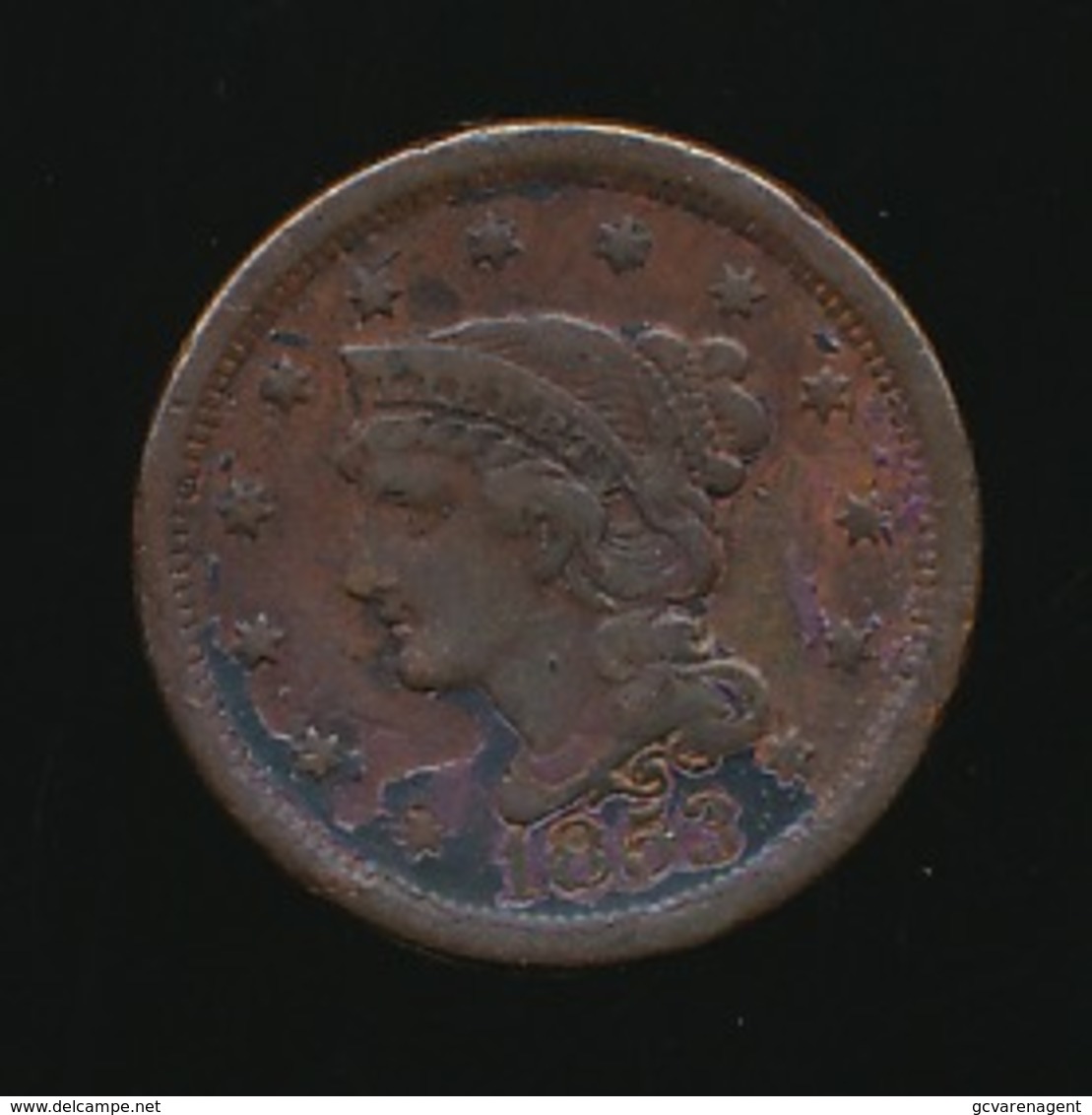 ONE CENT 1853  2 SCANS - 1840-1857: Braided Hair