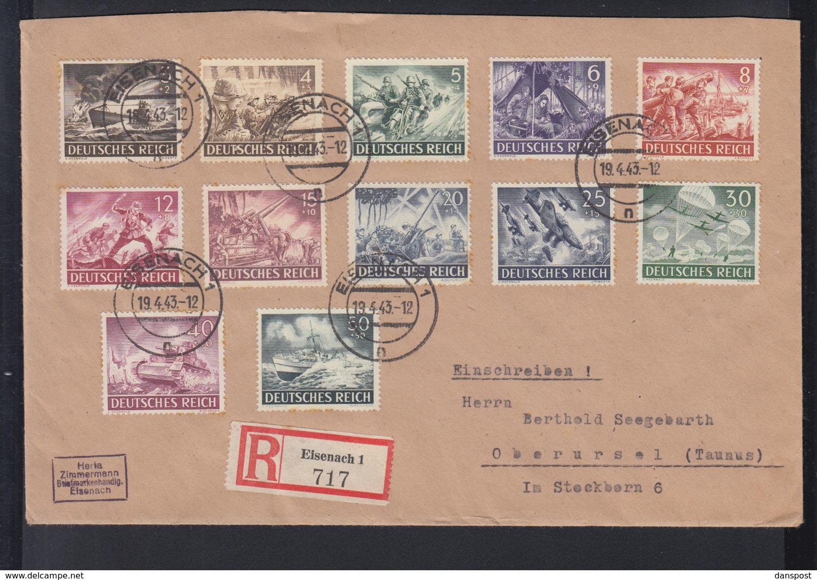 Dt. Reich R-Brief 1943 Eisenach - Briefe U. Dokumente