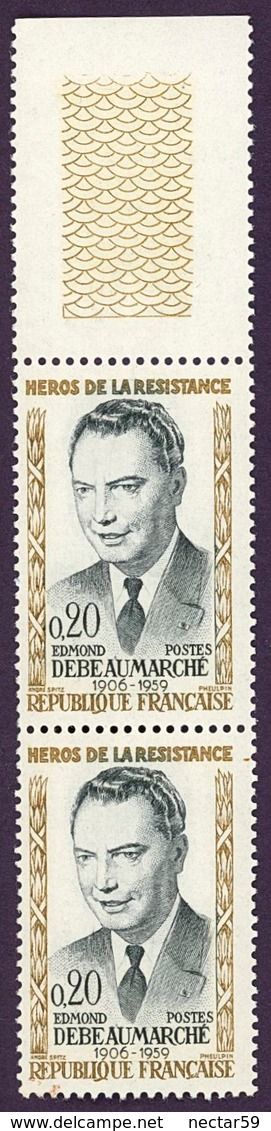 FRANCE 1960 YT: FR 1248 MNH** Edmond Debeaumarché (Bloc X 2) Résistant, Déporté, Gestapo, Guerre 39-45, Second World War - Neufs