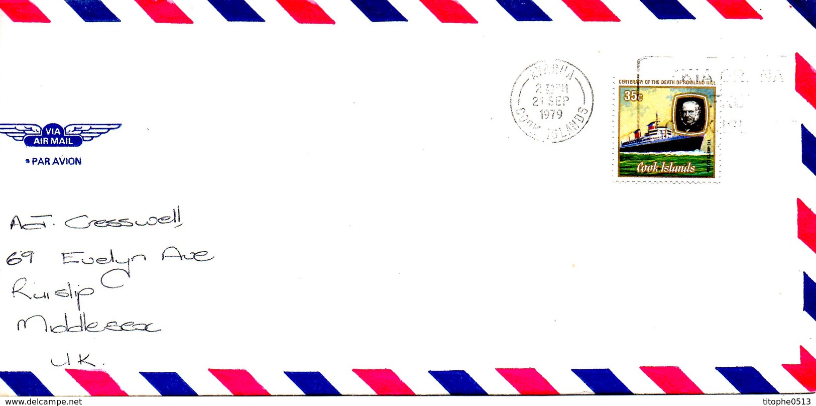 COOK. N°519 De 1979 Sur Enveloppe Ayant Circulé. Rowland Hill/Paquebot. - Rowland Hill