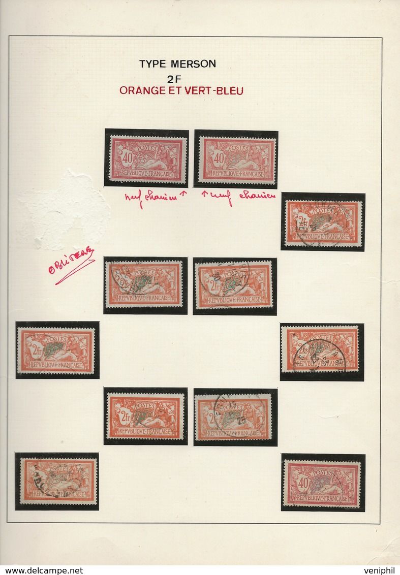 TIMBRES TYPE MERSON N° 119 -2 EXEMPLAIRES NEUF CHARNIERE + 9 EXEMPLAIRES OBLITERES -ANNEE 1900 - COTE : 40 € - 1900-27 Merson