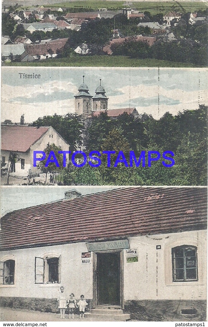 108497 CZECH REPUBLIC TISMICE MULTI VIEW CIRCULATED TO SPAIN POSTAL POSTCARD - Czech Republic