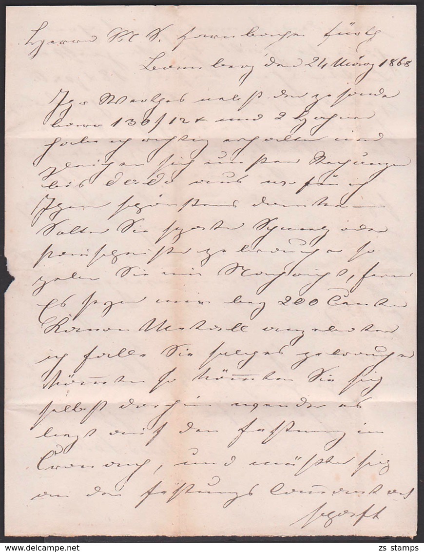 BAMBERG BAHNH Bayern Faltbrief Mit 3 Kr. Geschnitten 24.3.1868 Nach Fürth, Mühlradst. Nr. 32 - Otros & Sin Clasificación