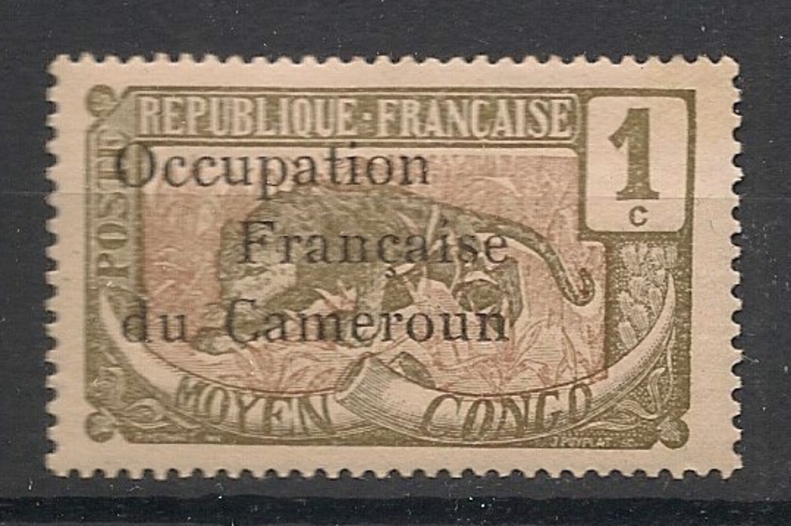 Cameroun - 1916 - N°Yv. 53 - Panthère 1c Gris-olive - Neuf Luxe ** / MNH / Postfrisch - Neufs