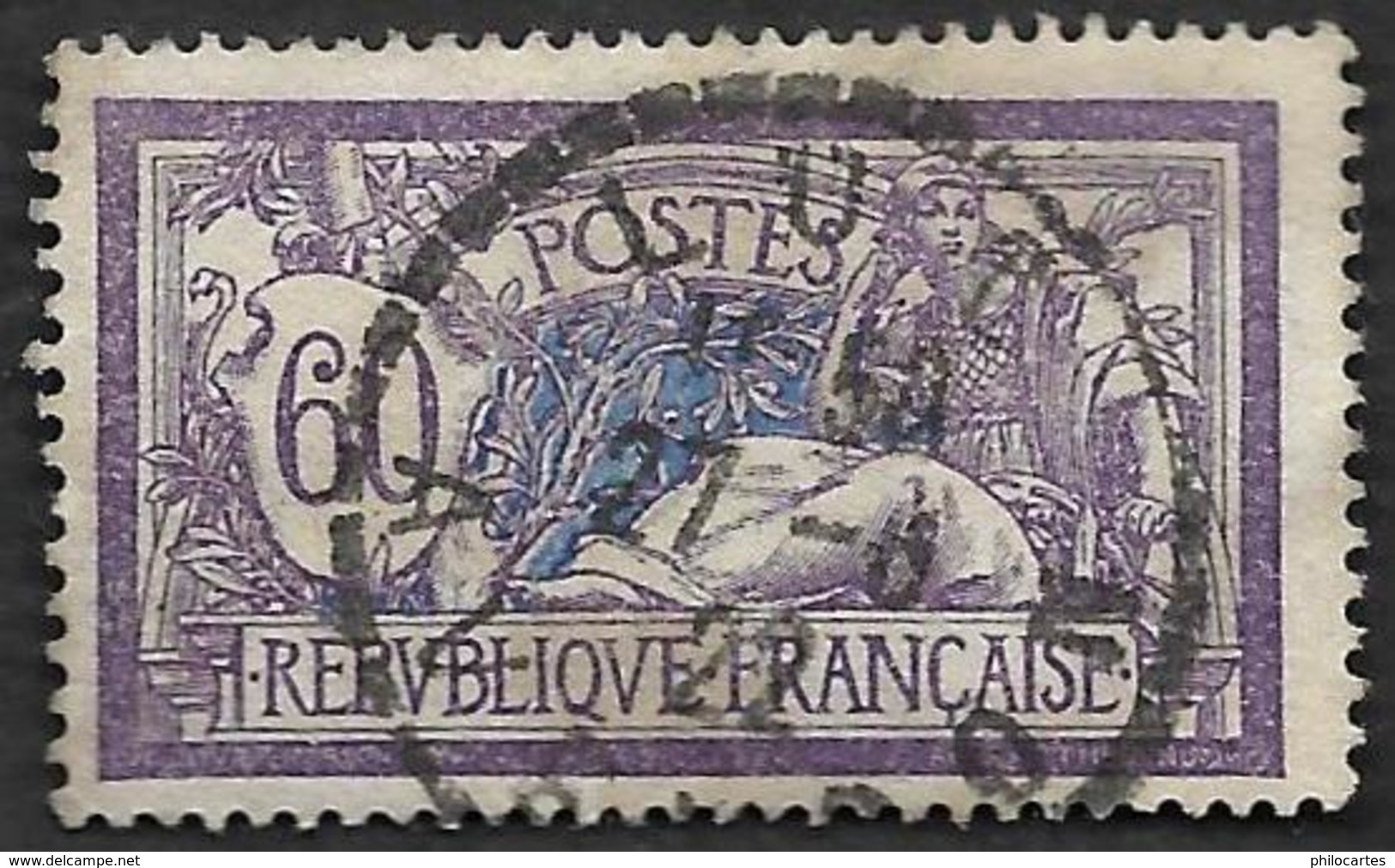 FRANCE  1900  -  Y&T  144 -  Merson  60c   -  Oblitéré - 1900-27 Merson